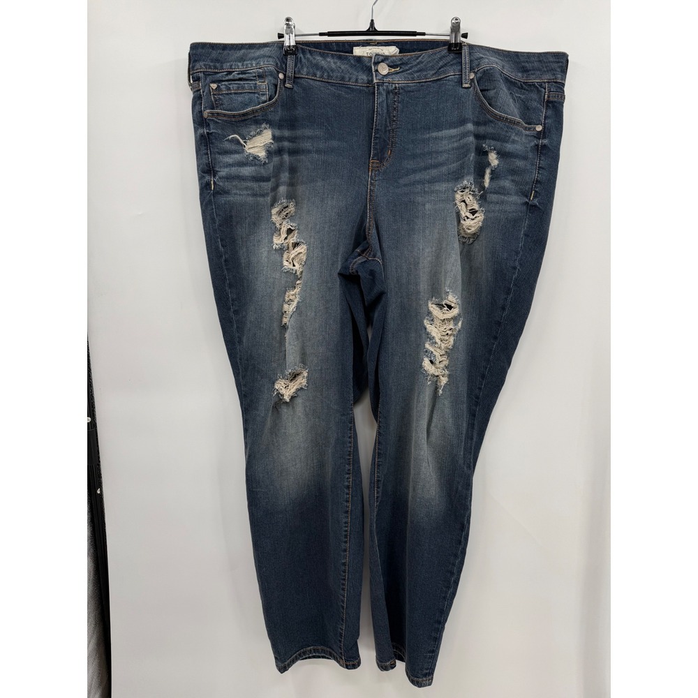 Torrid 26 Skinny Jeans Womens Blue Distressed Ripped Denim Stretch Medium Wash